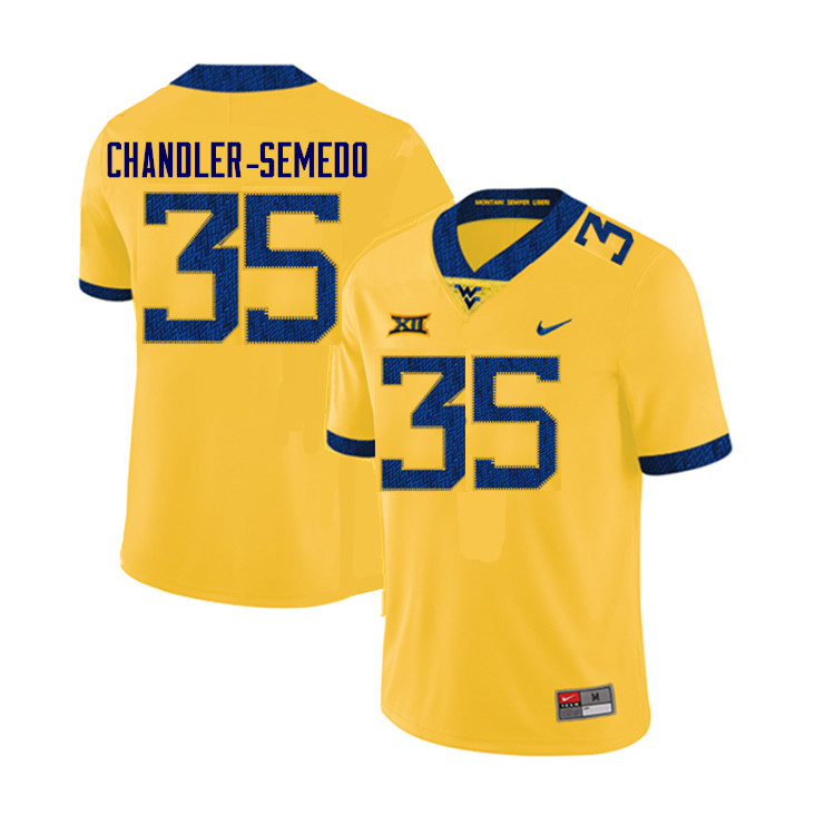 Men #35 Josh Chandler-Semedo West Virginia Mountaineers College Football Jerseys Sale-Yellow - Click Image to Close